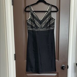 AnnTaylor Elegant 100% Silk Little Black Dress with beaded bodice 2P